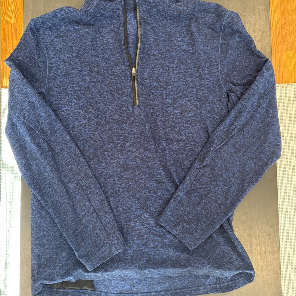 Lululemon Quarter 1/4 Zip Men S Blue/Navy Heather Pullover Long Sleeve Shirt